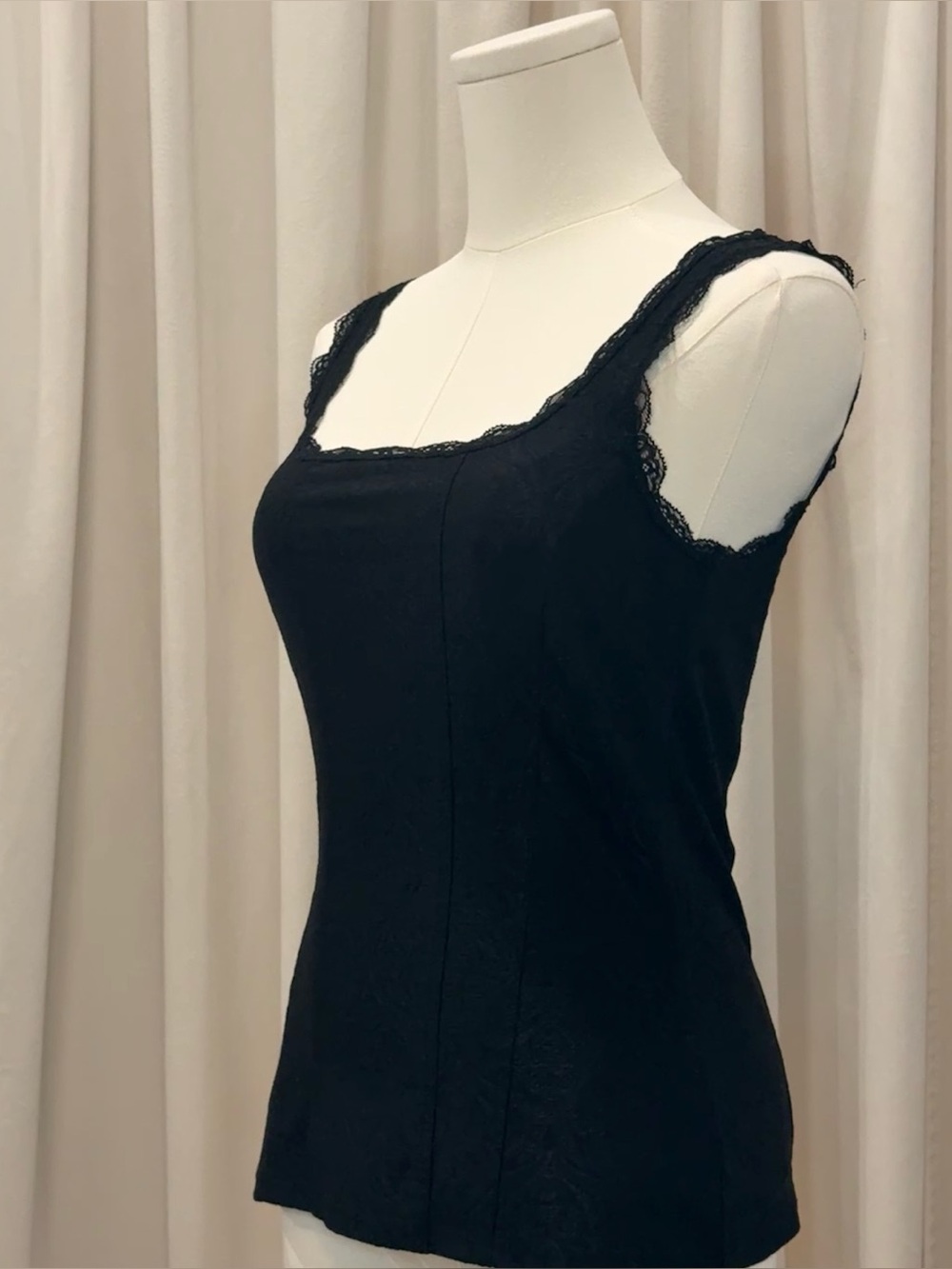 WHBM Black Jacquard Lace Corset Cami Top XS